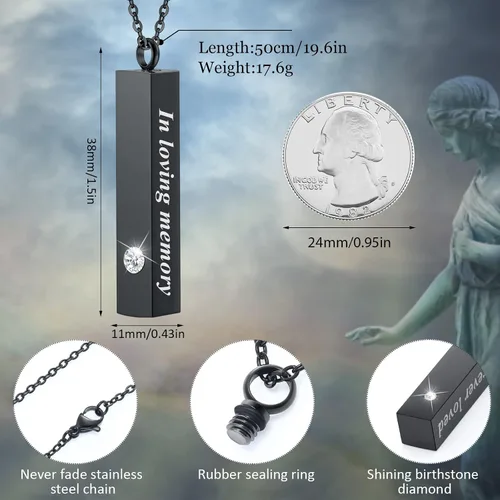 Miniatura 2 de Collar de urna para cenizas para hombres y mujeres, joyería de cremación para cenizas de acero inoxidable, pequeño colgante de recuerdo para cenizas