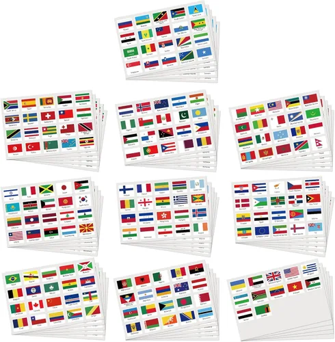 Hooqict 960 calcomanías de bandera mundial, 192 banderas de países del mundo, mini banderas de pasaporte, calcomanías para viajes, mapas, equipaje,