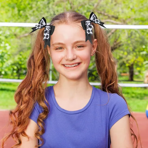 Miniatura 5 de MTLEE 24 piezas de accesorios para el cabello de voleibol, lazos para animadora, ligas elásticas para el cabello, bandas elásticas para el cabello