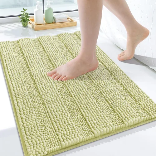 Miniatura 155 de Grandaily Alfombras de baño de felpilla a rayas de 24 x 16 pulgadas, extra gruesas y suaves, absorbentes, parte trasera de goma, alfombra de ducha