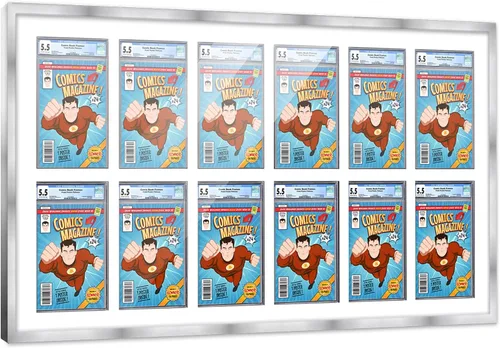 Miniatura 100 de Marco de cómic con paspartú para 8 CGC, CBCS o PGX Graded Comics - Marco de cómic blanco para cómics de 8.125 x 13 pulgadas Marco blanco