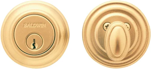 Baldwin Estate 8231.003 - Cerrojo de seguridad tradicional de un solo cilindro de perfil bajo en latón pulido de por vida