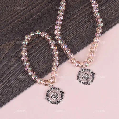 Miniatura 4 de AUEAR, Colgantes de brújula, cuentas espaciadoras de aleación para pulseras, collares, joyería, manualidades, bricolaje plateado