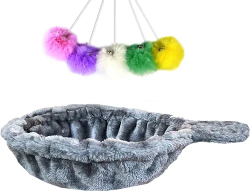 Miniatura 8 de SHENGOCASE Hamaca tipo tumbona para nido beige de 13 pulgadas para reemplazo de torre de árbol de gato, paquete de 5 juguetes de bolas colgantes