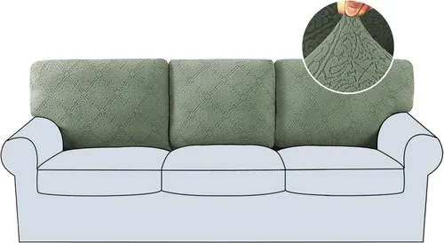 Miniatura 9 de H.Versailtex 2025 Fundas de sofá Jacquard para sofá de 3 cojines, 1 pieza de fundas elásticas para sofá, protector de muebles antideslizante, suave