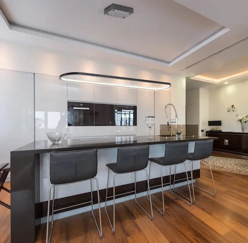 Miniatura 7 de MADEM Candelabro LED moderno, 39.4 pulgadas, luz lineal negra, luz colgante de mesa de billar, lámpara colgante regulable 3CCT para comedor, cocina
