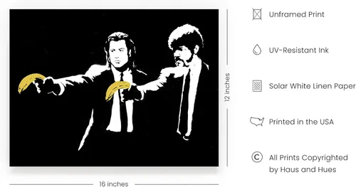 Miniatura 2 de HAUS AND HUES Póster de arte callejero Banksy - Arte pop grafiti - Sin marco 12"x16" Banksy Pulp Fiction