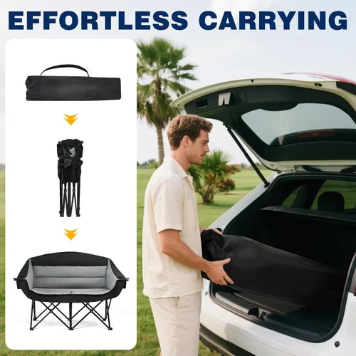 Miniatura 5 de apollo walker Silla de Campamento Doble de Gran Tamaño para 2 Personas - Sofá de Campamento Extra Ancho y Resistente de 600 libras con Portavasos