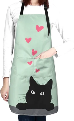 Perinsto Delantal Impermeable para Mascotas Perros Gatos Animales Lindos con Babero para Aseo Cocina Horneado Pintura Jardinería Gato divertido