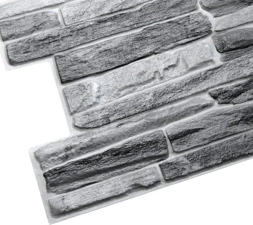 Miniatura 5 de Dundee Deco Panel de pared 3D de PVC de pizarra sintética gris oscuro, 3.3 pies x 1.7 pies (38.6 in x 19.7 in), decoración de paneles de pared