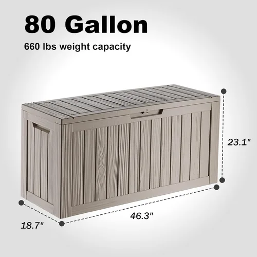 Caja de almacenamiento de resina impermeable para exteriores con cerradura para interiores y exteriores, para cojines de patio, muebles de patio,