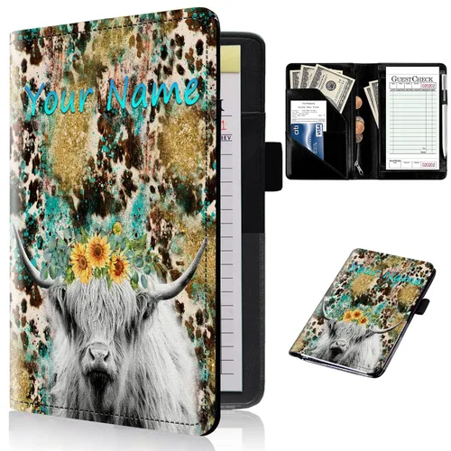 Miniatura 36 de Libros de servidor para camareras con bolsillo con cremallera – Libro de camarera gótico pastel con calavera de bruja, organizador de dinero