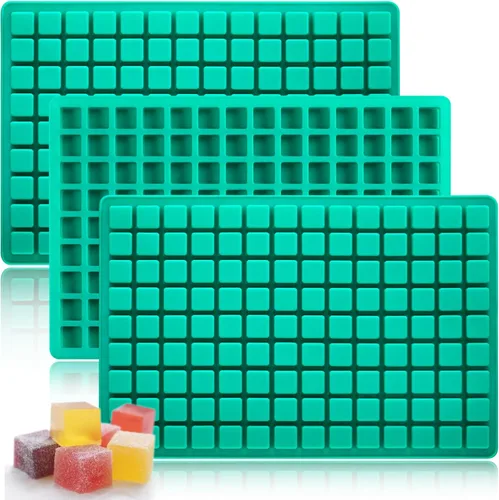 Moldes cuadrados de silicona para gomitas, mini moldes de chocolate con caramelo, paquete de 3, 126 cavidades, antiadherentes, sin BPA, moldes de