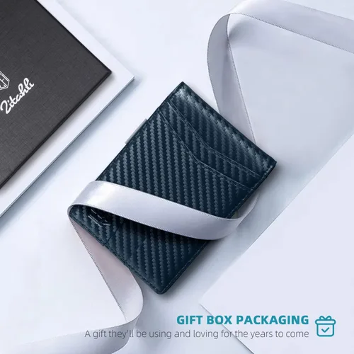 Miniatura 6 de Zitahli Slim Wallet for Men-Leather Money Clip Mens Wallets-RFID Blocking Front Pocket Bifold Wallet-Minimalist Credit Card Holder with Gift Box