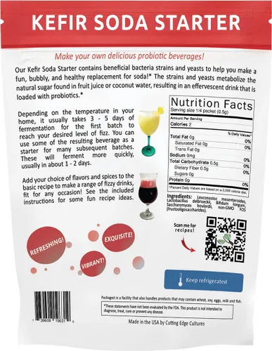 Miniatura 2 de Kéfir Soda Starter Culture Bubbly Probiotic Fermented Beverage Cutting Edge Cultures 4 Pack 0.28 oz Hacer fermentación Efermentativa Bebidas