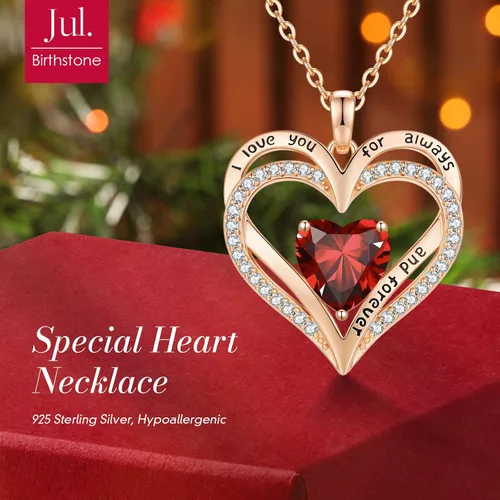 Miniatura 57 de CDE Collares de piedra natal para mujer, plata de ley 925, collar con colgante de corazón para siempre, Navidad, cumpleaños, aniversario, día de San
