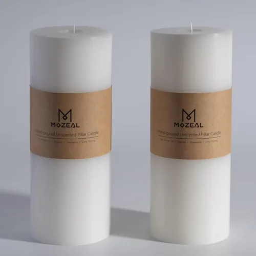 Miniatura 29 de MOZEAL Velas grandes sin perfume vertidas a mano de 3 x 8 pulgadas, sin humo, juego de 2, combustión lenta, sin goteo, aproximadamente 150 horas