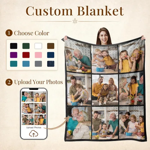 Miniatura 2 de Regalos para abuela, manta para el día de la madre, regalo para la abuela de parte de nietos, manta de fotos personalizada, mantas personalizadas