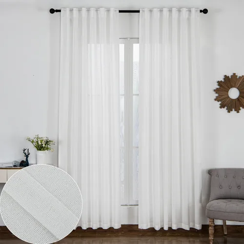 Miniatura 12 de Cortinas semitraslúcidas de lino neutro de 84 pulgadas de largo, cortinas y cortinas de lino beige crema que filtran la luz, tratamientos modernos