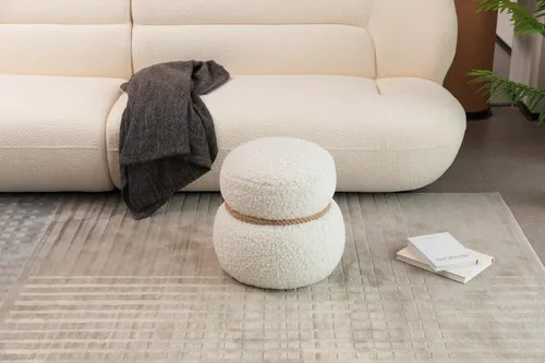 Miniatura 6 de Taburete de muñeco de nieve de 14.56 pulgadas, reposapiés otomano de tela moderna, taburete redondo de peluche con tres patas debajo del escritorio