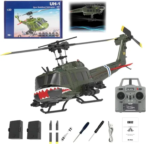 Miniatura 15 de RC ERA C032 UH-1 Huey Helicópteros RC para adultos principiantes, escala 1/48 6CH 2.4G 6 ejes giroscopio control remoto aeronave estabilizada
