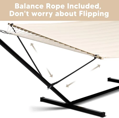 Miniatura 3 de SUNCREAT Hammocks Hamaca doble extragrande con soporte de 12 pies, capacidad de 475 libras, hamaca portátil al aire libre con barra separadora