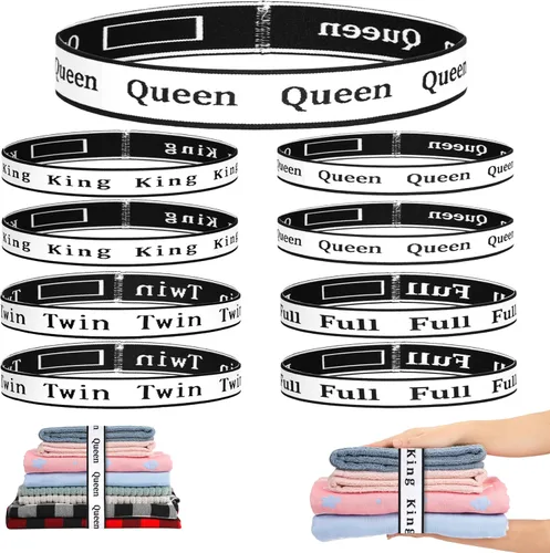 8 piezas de bandas organizadoras de sábanas con etiquetas para ropa de cama elástica, armario de lino, juego de sábanas plegables, organizador de