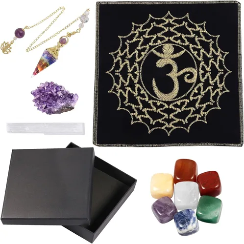 Miniatura 14 de Rockcloud Kit de meditación de tótem de piedra curativa para principiantes, adivinación, suministros de altar wicca, decoración del hogar, amatista