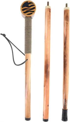 Miniatura 10 de SE 3 piezas de 55" bastón de madera de pino desmontable para caminar/senderismo con punta de metal, punta de goma reforzada y bolsa de viaje