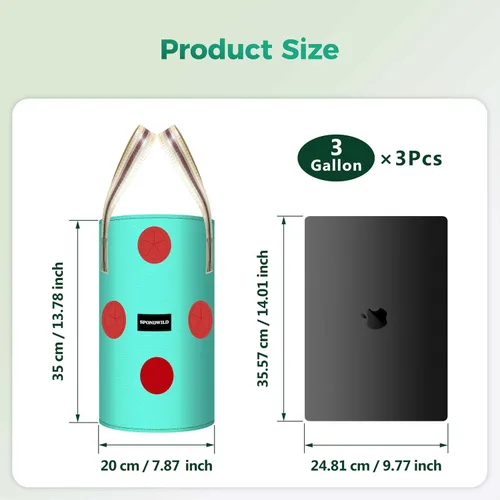 Miniatura 2 de Paquete de 3 bolsas colgantes de fresas, bolsas de cultivo colgantes de 1 galón con agujero de plantación inferior, maceta de fresa de polietileno