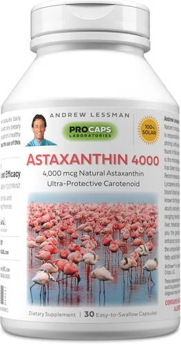 ANDREW LESSMAN Astaxantina 30 cápsulas blandas - 4000 mcg de astaxantina natural, potente carotenoide antioxidante. Protección para ojos, corazón,