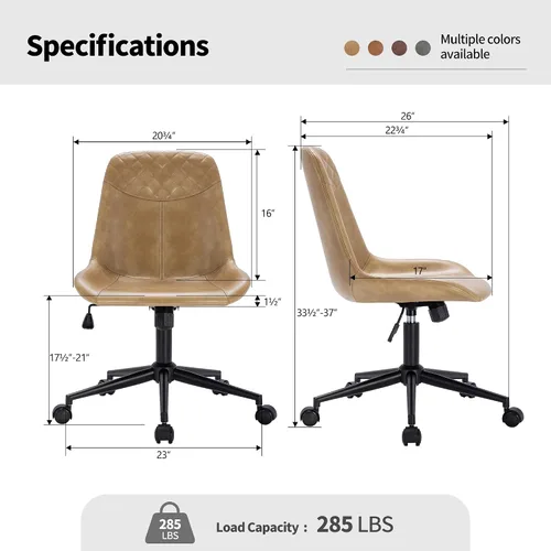 Miniatura 2 de DUHOME Silla de oficina moderna de cuero PU Silla de escritorio Silla giratoria para computadora Camel