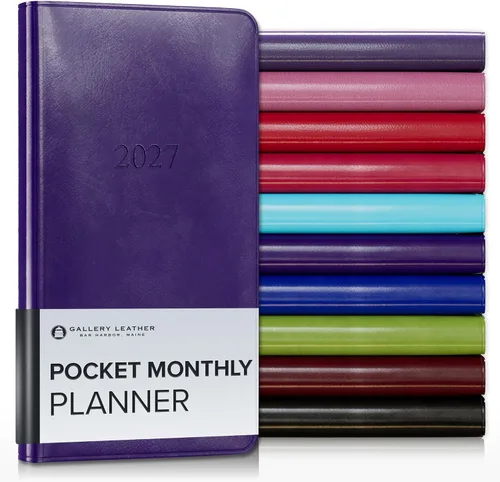 Miniatura 94 de Gallery Leather Agenda Mensual Grande 2025-2026, Elegantemente Encuadernada Planificador de Calendario y Cuaderno con Elegantes Bordes Dorados, 18