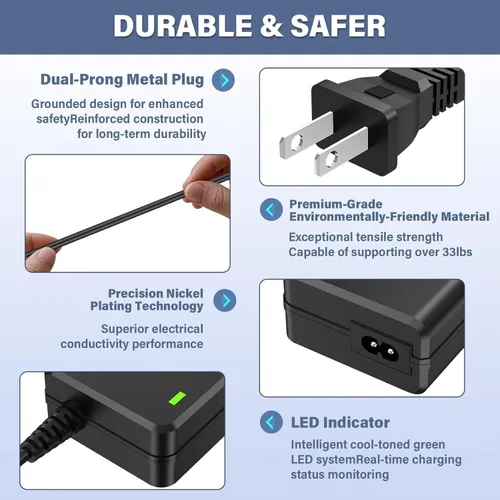 Miniatura 5 de Cargador de cable de alimentación de 42V 1.7A 1.5A 1A 0.5A DC en adaptador de 42V con 10 tomas intercambiables fuente de alimentación