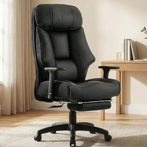 Miniatura 10 de EXCEBET Silla de oficina grande y alta con reposapiés, silla de oficina ejecutiva de piel sintética con respaldo alto, 400 libras, sillas Blanco