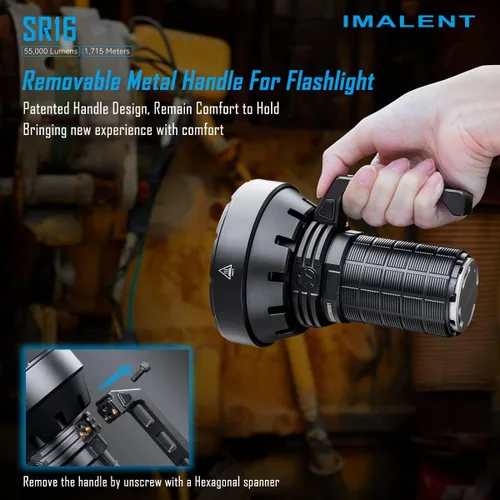 Miniatura 4 de IMALENT SR16 - Linterna recargable de 55000 lúmenes, reflector LED de 5600 pies de largo, USB-C de carga rápida impermeable con mango para rescate