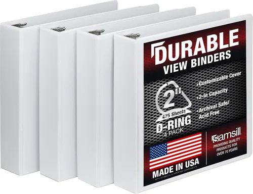Miniatura 53 de Samsill Carpeta duradera de 1.5 pulgadas, fabricada en los Estados Unidos, carpeta de anillos en D, carpeta transparente personalizable, color rojo