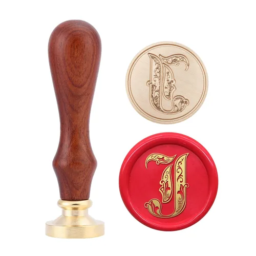Miniatura 29 de Yoption Sello de cera del alfabeto gótico vintage, sello de cera, sello de cera para tarjeta de Acción de Gracias, sobre, envoltura de regalos