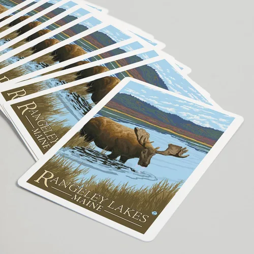 Miniatura 5 de Lantern Press Rangeley, Maine, Moose Drinking at Lake (52 cartas de juego, baraja de cartas de tamaño póquer con comodines)