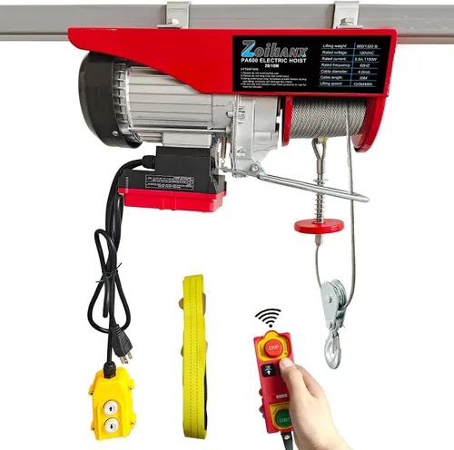 Miniatura 10 de Polipasto eléctrico 2 en 1, polipasto eléctrico de 440 libras 120 V con control remoto, velocidad de elevación de 16 pies/33 pies, cabrestante