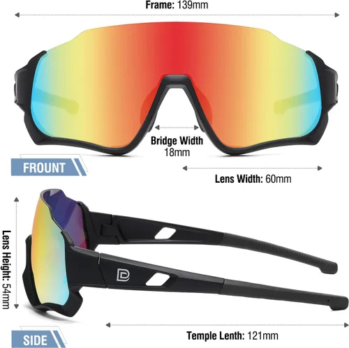 Miniatura 3 de DUCO DK280 - Lentes de sol polarizados para niños, jóvenes, béisbol, deportes, adolescentes, ciclismo, niños y niñas, con 3 lentes