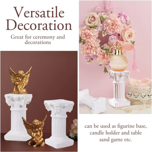 Miniatura 8 de Holibanna Estatuas de pilar romanas 5 piezas de resina mini pedestal griega para decoración del hogar, jardín, boda, fotografía, accesorios de 2.55