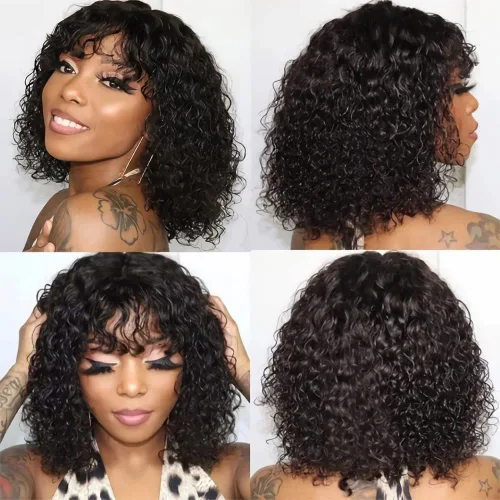Miniatura 4 de Cabello humano brasileño Remy brasileño con flequillo de 13 x 6 pulgadas, cabello humano Remy brasileño con abuelitos, para mujeres negras, línea