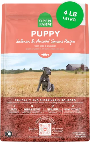 Miniatura 10 de Open Farm, Alimento seco para cachorros con granos antiguos, rico en proteínas y nutrientes, 90% de proteína animal mezclada con frutas, verduras