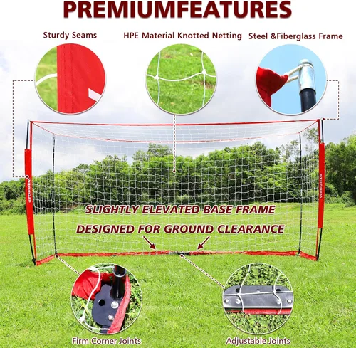 Miniatura 2 de Storgem Portería de Fútbol, Red de Fútbol, Porterías de Fútbol para Patio Trasero, con Marco de Lazo, Base Metálica Plegable y 15 Conos