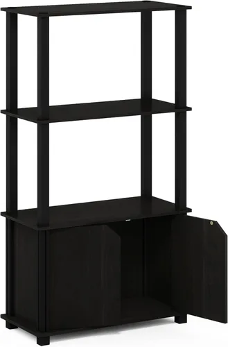 Miniatura 7 de Furinno Brahms - Estantería/Librero/Estante de exhibición/Rack de exhibición multiusos de 4 niveles con puerta, color espresso/negro