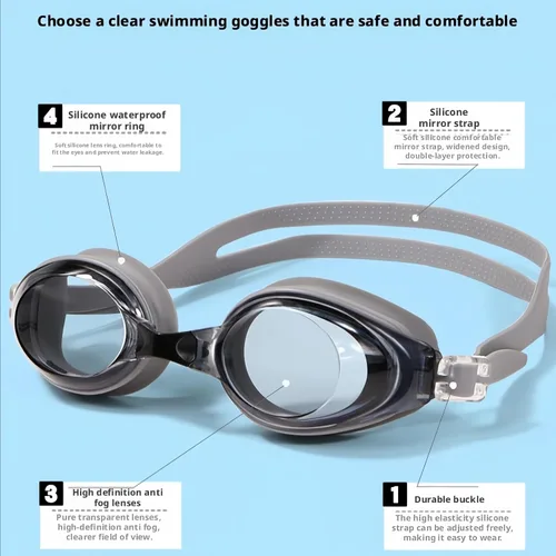 Miniatura 4 de Gafas de natación para hombres y mujeres, ajuste profesional y cómodo, gafas de natación unisex para adultos, antivaho y a prueba de fugas Azul