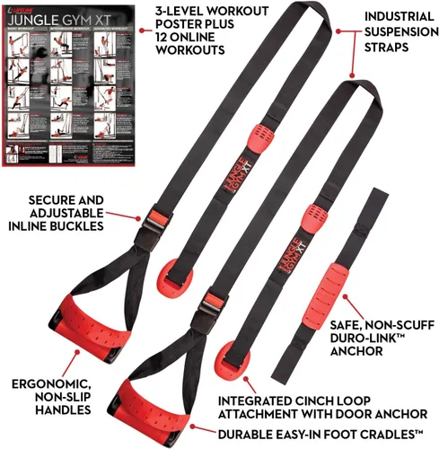 Miniatura 2 de Lifeline Jungle Gym XT - Sistema de entrenamiento de suspensión de peso corporal - Anclaje dividido patentado, entrenamiento de cuerpo completo, kit
