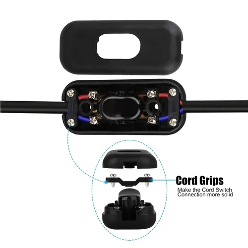 Miniatura 6 de Interruptor de Cable en Línea, PLUSPOE Interruptor de Lámpara de Control DPST de Encendido-Apagado para Lámpara de Mesa de Dormitorio Luces LED