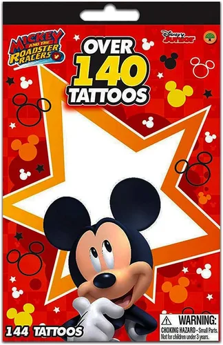UPD Disney Junior Mickey Mouse & The Roadster Racers - Más de 140 folletos de tatuajes temporales – Fácil de aplicar y quitar, a prueba de manchas,